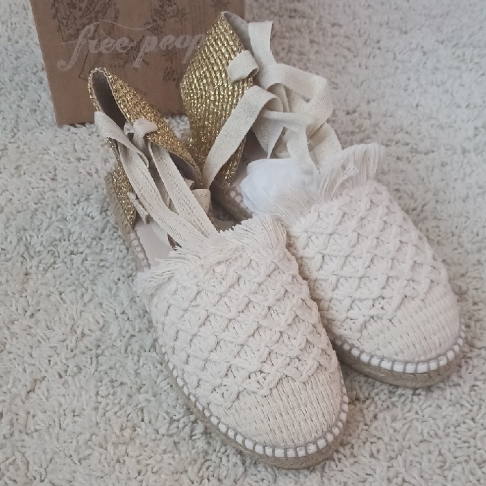 Free People Vida Ankle Wrap Espadrille, Size 38/8, New In Box